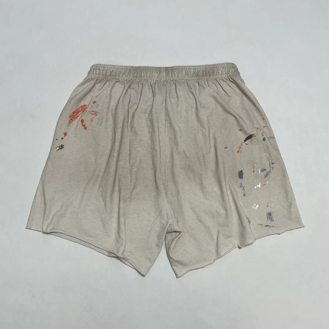 Heavy craftsmanship, the first choice for American boys in summer GALLERY DEPT. INSOMNIA SHORTS/WHITE English mud-dyed and ink-splashed shorts, off-white S-XL, super comfortable and breathable fabric, frees the lower body, heavy wash, mud-dyed and distressed, super complex ink-splashed graffiti